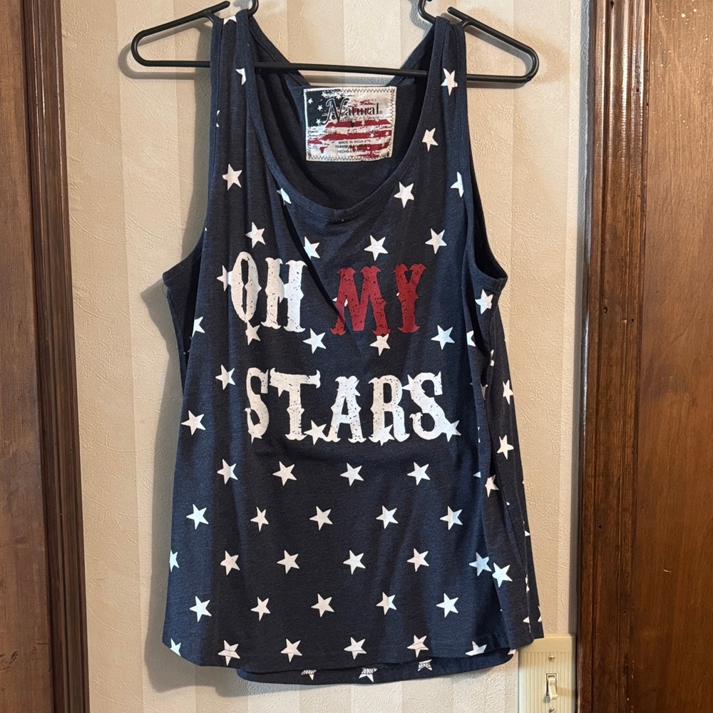 Natural Reflections Distressed Flag Tank - Blue and Red